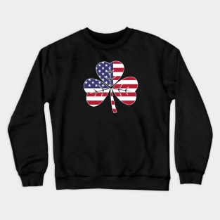 Irish American Pride - Shamrock with American Flag (stars and stripes) Crewneck Sweatshirt